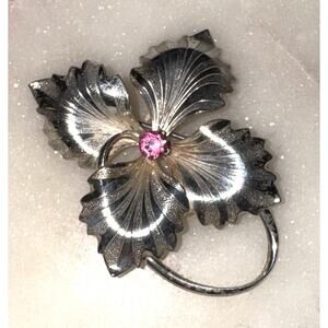 Vintage FORSTNER 925 Sterling Silver Pink Topaz Flower Floral Brooch Pendant